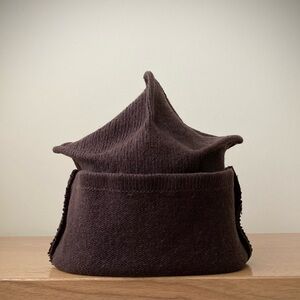 joodito origami crown cotton wool sweater hat winter cloche beanie cap brown